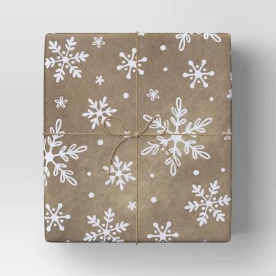 30” 20 Sq Ft Christmas Roll Wrap White Snowflakes On Brown Kraft - Wondershop™ 1 30” 20 Sq Ft Christmas Roll Wrap White Snowflakes On Brown Kraft - Wondershop™