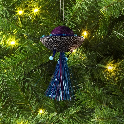 5.5" Christmas Fabric Metallic Space Ship Ornament - Wondershop™ 1 5.5" Christmas Fabric Metallic Space Ship Ornament - Wondershop™