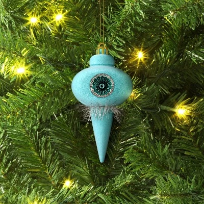 Christmas Flocking Ornament With Reflector Aqua - Wondershop™ 1 Christmas Flocking Ornament With Reflector Aqua - Wondershop™