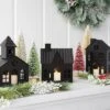 3pc Lit Metal House Decorative Christmas Figurine Set - Wondershop™ Black: Tabletop Indoor Decor, Battery-Powered