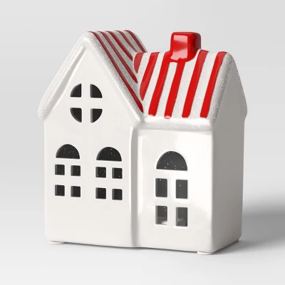 5.25" Christmas Lit White Ceramic House - Wondershop™ 2 5.25" Christmas Lit White Ceramic House - Wondershop™ - Image 2