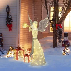 LuxenHome 5Ft Angel Playing Gold Trumpet Outdoor Holiday Decoration With Lights White, Sliver, Gold 13 LuxenHome 5Ft Angel Playing Gold Trumpet Outdoor Holiday Decoration With Lights White, Sliver, Gold -National Tree Company Store GUEST 0b13ae7e 0fc9 42e6 be93 1b5180e20ea0