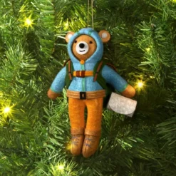 Christmas Fabric Camping Bear Ornament - Wondershopâ˘