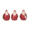 Transpac Resin Round Santa Figurine Set Of 3 Christmas Decorative Objects For Indoor Tabletop Holiday Decor