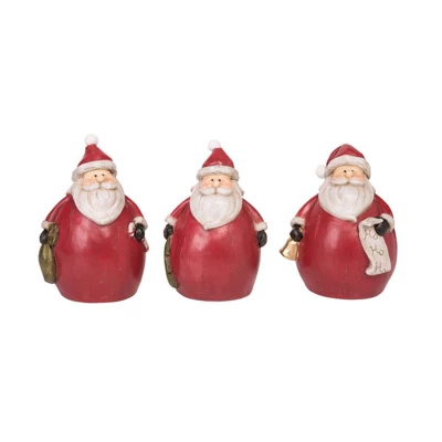 Transpac Resin Round Santa Figurine Set Of 3 Christmas Decorative Objects For Indoor Tabletop Holiday Decor 1 Transpac Resin Round Santa Figurine Set Of 3 Christmas Decorative Objects For Indoor Tabletop Holiday Decor