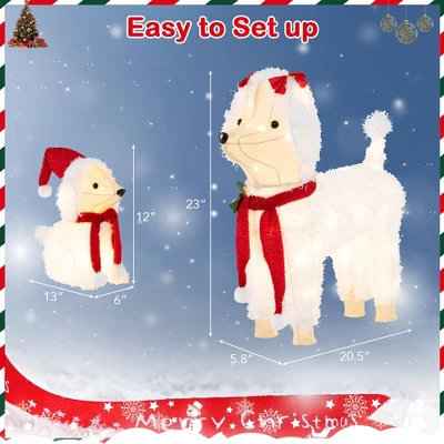 Tangkula 2-Piece Christmas Lighted Dogs 3D Xmas Light-up Cute Poodle With 60 LED Lights Red Scarves Zip Ties & Ground Stakes 8 Tangkula 2-Piece Christmas Lighted Dogs 3D Xmas Light-up Cute Poodle With 60 LED Lights Red Scarves Zip Ties & Ground Stakes - Image 8