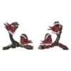 Transpac Set Of 2 Resin Santa Hat Cardinal Figurines On Branch - Festive Christmas Decorative Objects For Holiday Cheer
