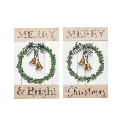 Transpac MDF Holiday Slat Decor With Bell Set Of 2 Christmas Home Decorations For Festive Wood Decor 1 Transpac MDF Holiday Slat Decor With Bell Set Of 2 Christmas Home Decorations For Festive Wood Decor