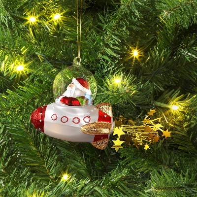 Christmas Glass Red Santa On Spaceship Ornament - Wondershop™ 1 Christmas Glass Red Santa On Spaceship Ornament - Wondershop™
