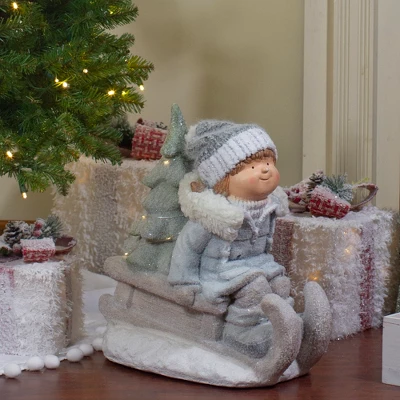 Northlight Lighted Girl On A Sled With Tree Christmas Decoration - 15" - Warm White Lights 1 Northlight Lighted Girl On A Sled With Tree Christmas Decoration - 15" - Warm White Lights