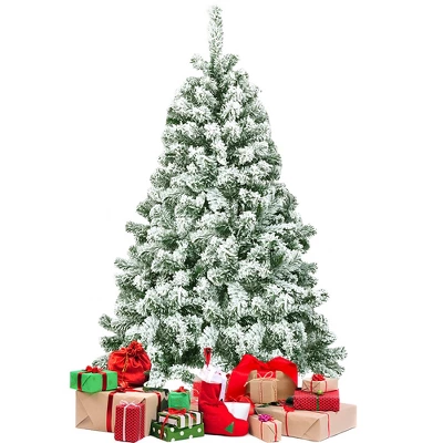 Costway 4.5FT Artificial Hinged Christmas Tree Snow Flocked Pine Tree W/400 Tips And Foldable Base 9 Costway 4.5FT Artificial Hinged Christmas Tree Snow Flocked Pine Tree W/400 Tips And Foldable Base - Image 9