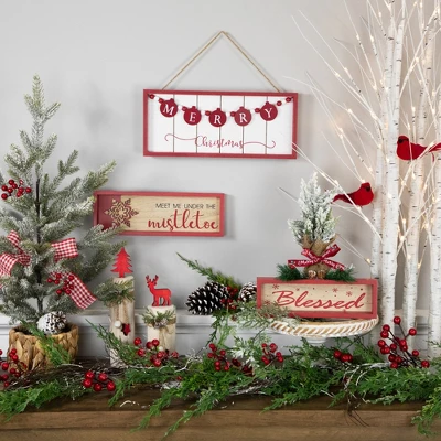 Northlight Framed "Meet Me Under The Mistletoe" Christmas Wall Decoration - 11.75" - Red 2 Northlight Framed "Meet Me Under The Mistletoe" Christmas Wall Decoration - 11.75" - Red - Image 2