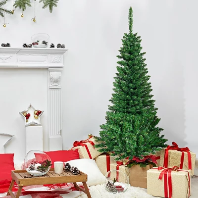 Costway 4.56.57.5ft Pre-Lit Hinged Pencil Christma Multicolor Lights 4 Costway 4.56.57.5ft Pre-Lit Hinged Pencil Christma Multicolor Lights - Image 4