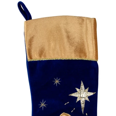 Northlight 20.5" Blue And Gold Nativity Scene Christmas Stocking With Gold Cuff 2 Northlight 20.5" Blue And Gold Nativity Scene Christmas Stocking With Gold Cuff - Image 2