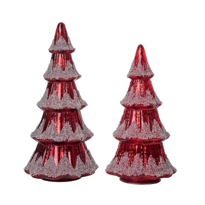Transpac 14 In Red Glass Antique Style Christmas Tree Decor Set Of 2 Light Up Decorative Objects For Holiday Cheer 1 Transpac 14 In Red Glass Antique Style Christmas Tree Decor Set Of 2 Light Up Decorative Objects For Holiday Cheer