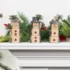 Transpac Small Resin Snowy Wooden Snowman Set Of 3 Christmas Home Decorations For Festive Decor