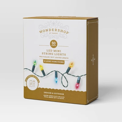 50ct LED Battery Operated Hybrid Miniature String Lights With Green Wire - Wondershop™ 5 50ct LED Battery Operated Hybrid Miniature String Lights With Green Wire - Wondershop™ - Image 5