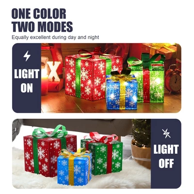 LuxenHome Set Of 3 Colored Presents Lighted Holiday Decoration Multi-Color 7 LuxenHome Set Of 3 Colored Presents Lighted Holiday Decoration Multi-Color - Image 7