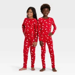 Kids' Ribbed Long Sleeve Shirt And Pants Holiday Matching Family Pajama Set - Wondershop™ Red -National Tree Company Store GUEST 1f2be3d1 d453 4a95 ad17 1972f0e13a58