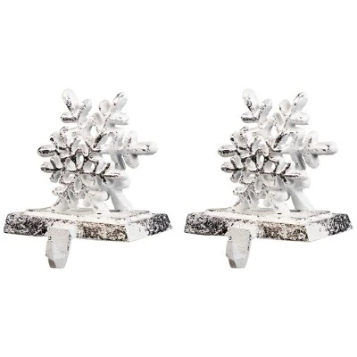 Northlight Double Snowflake Christmas Stocking Holders - 4.75" - Silver - Set Of 2 4 Northlight Double Snowflake Christmas Stocking Holders - 4.75" - Silver - Set Of 2 - Image 4