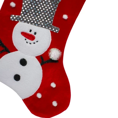 Northlight 20.5" Red And White Snowman Embroidered Christmas Stocking With Sequined Cuff 2 Northlight 20.5" Red And White Snowman Embroidered Christmas Stocking With Sequined Cuff - Image 2