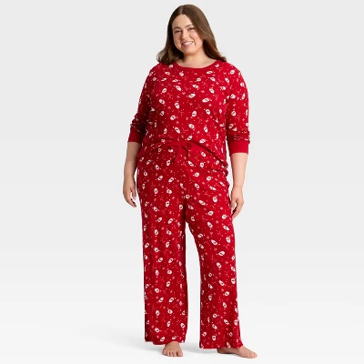 Women's Santa Print Ribbed Long Sleeve Holiday Matching Family Pajama Shirt - Wondershop™ Red 2 Women's Santa Print Ribbed Long Sleeve Holiday Matching Family Pajama Shirt - Wondershop™ Red - Image 2