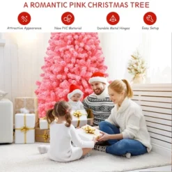 Costway 4.5/6.5/7.5 Ft Snow Flocked Hinged Artificial Christmas Tree W/ Metal Stand Pink 15 Costway 4.5/6.5/7.5 Ft Snow Flocked Hinged Artificial Christmas Tree W/ Metal Stand Pink -National Tree Company Store GUEST 255662f5 b103 4735 8f5d b7e7ba1f5685
