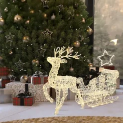 LuxenHome 2-Piece Lighted Reindeer And Sleigh Christmas Yard Decoration, Outdoor Holiday Set With Timer White 12 LuxenHome 2-Piece Lighted Reindeer And Sleigh Christmas Yard Decoration, Outdoor Holiday Set With Timer White -National Tree Company Store GUEST 25c6d223 3c14 441a 95e8 ab0b15e32f19