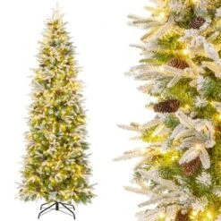 Costway 6/7.5/9 FT Flocked Christmas Tree With 671/913/1310 PE PVC Branch Tips 280/350/470 Warm White LED Lights 22 Costway 6/7.5/9 FT Flocked Christmas Tree With 671/913/1310 PE PVC Branch Tips 280/350/470 Warm White LED Lights -National Tree Company Store GUEST 2633fe7c 6638 4977 a0de 1fae052ac90d