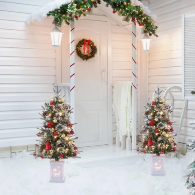 3ft Small Christmas Tree Pre-Lit Artificial Christmas Tree With 78 Led Lights, Snow Flocked Xmas Tree W/Base, Timer Function, Battery Operated 6 3ft Small Christmas Tree Pre-Lit Artificial Christmas Tree With 78 Led Lights, Snow Flocked Xmas Tree W/Base, Timer Function, Battery Operated - Image 6