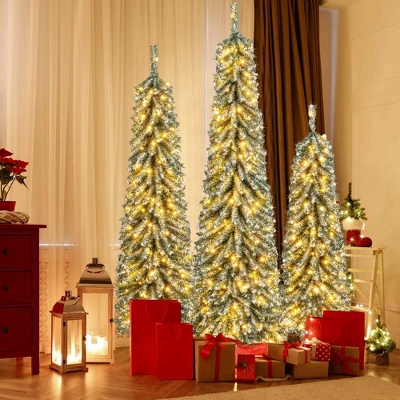 Costway 4' 5' 6' Artificial Christmas Tree Set Of 3 With Realistic Accumulated Snow 1 Costway 4' 5' 6' Artificial Christmas Tree Set Of 3 With Realistic Accumulated Snow