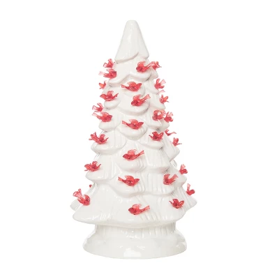 Transpac Small Ceramic Light Up Cardinal Tree - Festive Christmas Decorative Object For Holiday Cheer 2 Transpac Small Ceramic Light Up Cardinal Tree - Festive Christmas Decorative Object For Holiday Cheer - Image 2