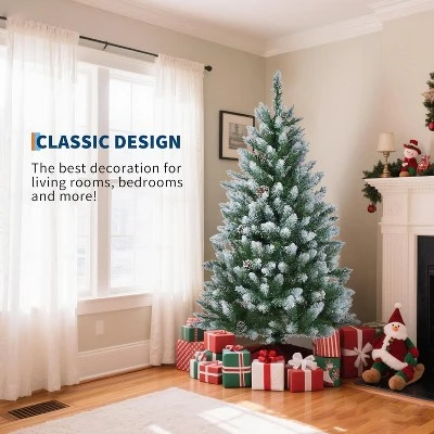 4.5/6/7.5/9ft Pre-Lit Artificial Christmas Tree With Pinecones, Warm White Lights, Hinged Branches, PVC Fir Tips, Easy Assembly 2 4.5/6/7.5/9ft Pre-Lit Artificial Christmas Tree With Pinecones, Warm White Lights, Hinged Branches, PVC Fir Tips, Easy Assembly - Image 2
