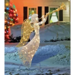 Northlight Lighted Glittered Trumpeting Angel Outdoor Christmas Decoration - 48" - Clear Lights -National Tree Company Store GUEST 2894edcb cefa 4127 b17b aa833970639b