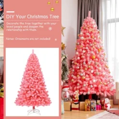 Costway 4.5/6.5/7.5 Ft Snow Flocked Hinged Artificial Christmas Tree W/ Metal Stand Pink 17 Costway 4.5/6.5/7.5 Ft Snow Flocked Hinged Artificial Christmas Tree W/ Metal Stand Pink -National Tree Company Store GUEST 2d4f7f1d 0b31 4f27 b368 a28e02d10e1b