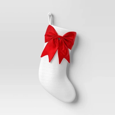 21" White Stocking With 3D Bow Decor - Wondershop™ 4 21" White Stocking With 3D Bow Decor - Wondershop™ - Image 4