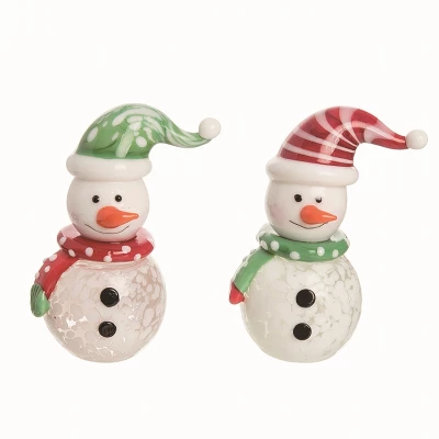 Transpac Christmas Glass Snowman W/Hat Figurine Set Of 2 Christmas Home Decorations 1 Transpac Christmas Glass Snowman W/Hat Figurine Set Of 2 Christmas Home Decorations