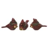 Transpac Small Cardinal Figurine Set Of 3 Decorative Resin Birds With Wreath For Christmas Tabletop Decor Indoor Gifts