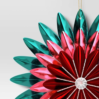 Christmas Foil Flower Ornament Green Ornament - Wondershop™ 2 Christmas Foil Flower Ornament Green Ornament - Wondershop™ - Image 2
