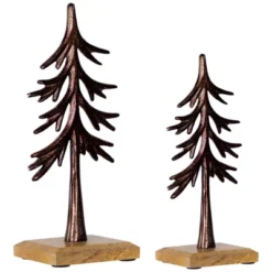 Northlight Trees On Wood Base Metal Christmas Decorations - 11.5" - Bronze - Set Of 2 -National Tree Company Store GUEST 2f5da92b cf80 49e6 84b6 1f86501fa305
