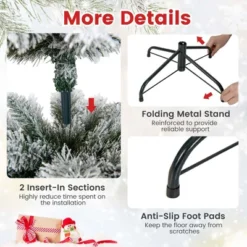 Costway 4.5 FT/6FT/7FT Pre-Lit Slim Christmas Tree Flocked Decoration With Pine Needles & Lights -National Tree Company Store GUEST 2fb0e681 ddf7 41c2 a8fa dc432c98e105