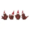 Transpac Set Of 4 Large Resin Cute Cardinal Christmas Decorations With Hats For Home Decor