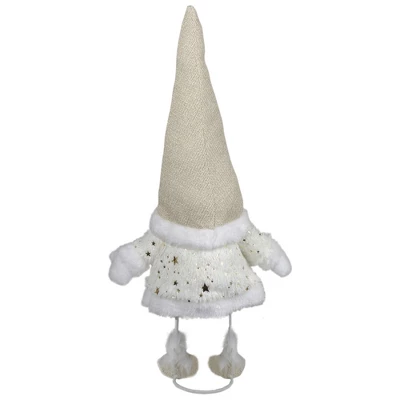 Northlight Gnome With Stars And Faux Fur Sweater Christmas Decoration - 17" - White And Cream 4 Northlight Gnome With Stars And Faux Fur Sweater Christmas Decoration - 17" - White And Cream - Image 4