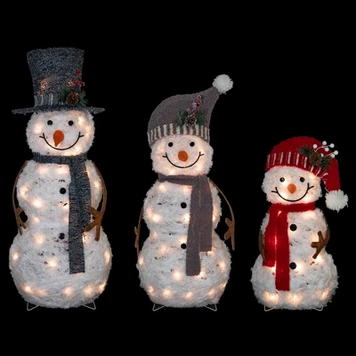 Northlight Lighted Snowman Family Outdoor Christmas Decoration - 39.5" - Warm White - Set Of 3 2 Northlight Lighted Snowman Family Outdoor Christmas Decoration - 39.5" - Warm White - Set Of 3 - Image 2
