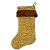 Northlight 19" Gold Sequined Floral Venetian Style Ruffle Cuff Christmas Stocking