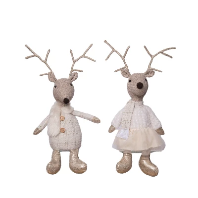 Transpac Plush Elegant Reindeer Sitter Set Of 2 - Festive Christmas Decorative Objects For Holiday Cheer 1 Transpac Plush Elegant Reindeer Sitter Set Of 2 - Festive Christmas Decorative Objects For Holiday Cheer
