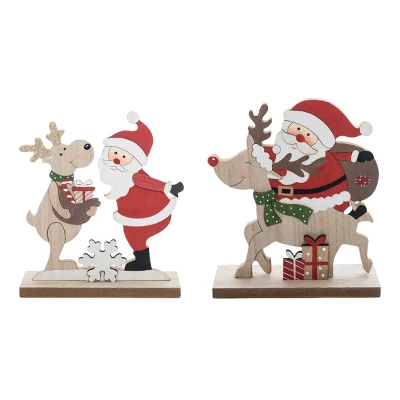 Transpac MDF Santa And Reindeer Decor Set Of 2 Christmas Home Decorations For Festive Holiday Cheer 1 Transpac MDF Santa And Reindeer Decor Set Of 2 Christmas Home Decorations For Festive Holiday Cheer