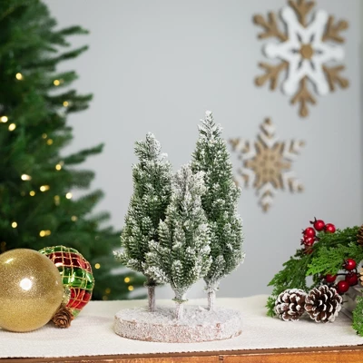 Northlight Frosted Trio Of Pine Trees Christmas Decoration - 8" - Unlit 1 Northlight Frosted Trio Of Pine Trees Christmas Decoration - 8" - Unlit