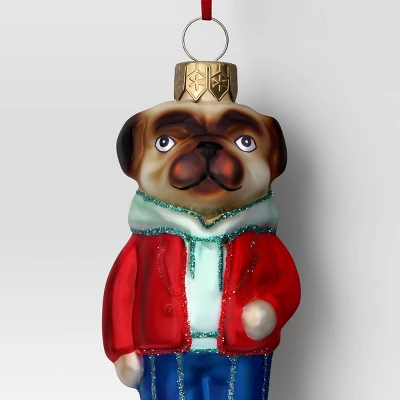 Christmas Glass Pug Dog Ornament - Wondershop™ 2 Christmas Glass Pug Dog Ornament - Wondershop™ - Image 2