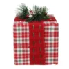 Northlight Plaid Gift Box With Pine Bow Christmas Decoration - 8" - Red And Green